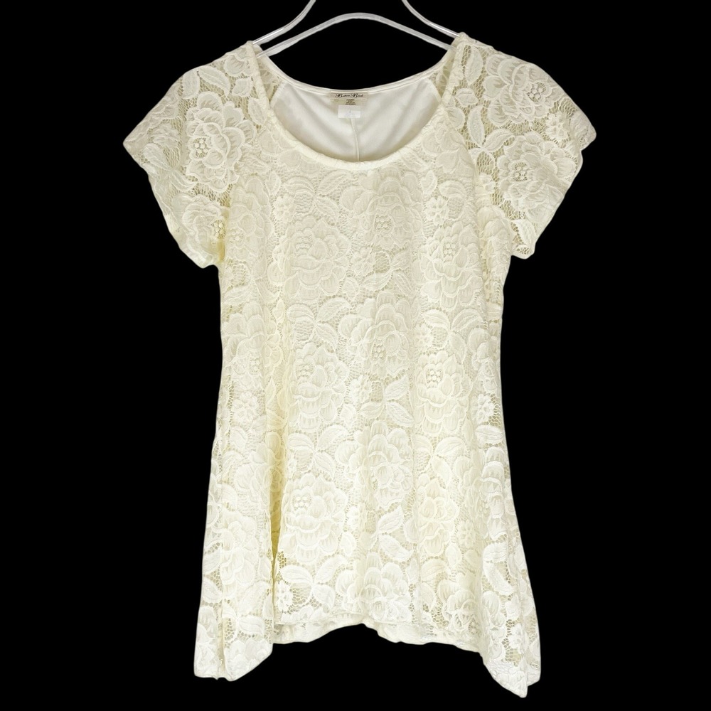 Brittany Black Top Small Lace Cream Boho‎ Romantic Cottage Stretch Lined y2k
